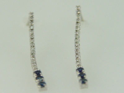 14KT White Gold Diamond 0.30ct & Sapphire 0.90ct Dangles