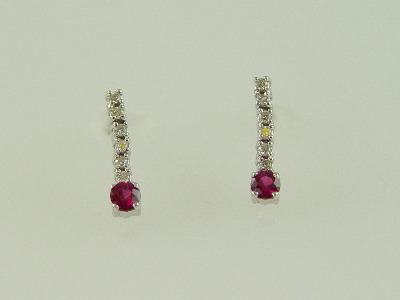 14KT White Gold Diamond 0.79ct Ruby 0.31ct Dangle Earring