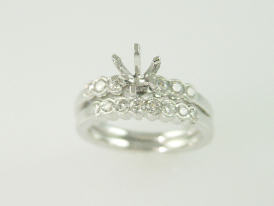 14KT White Gold Bezel Set Diamond Engagement Mounting 0.65ct