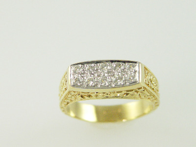 14KT Y/G Nugget Pave' Diamond 0.75ct Ring 7.5gr