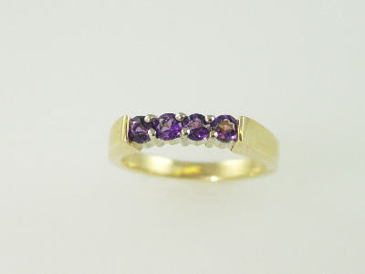 14KT Y/G Four Round Amethyst 1.50ct Band