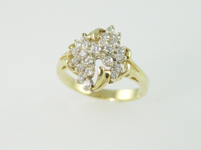 14KT Y/G Diamond Cluster 0.40ct Ring