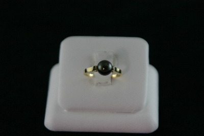 14KT Y/G One Black Pearl 7-1/2MM Ring