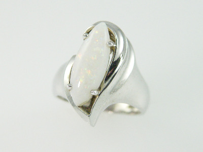 14KT White Gold Marquise Opal 1.84ct Ring
