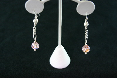 Silver Earrings 4.8gr with 2 Green Murano Glass Hearts Dangle