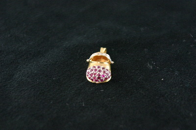 14KT Y/G Ruby 3.63T Diamond 0.06CT Baby Shoe Pendant