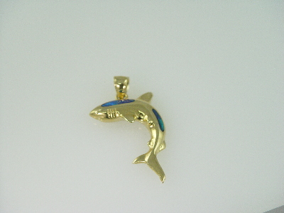 14KT Y/G Triplett Opal Dolphin Pendant