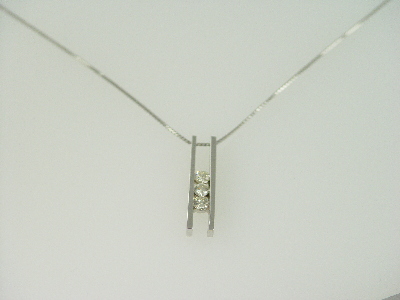 14KT White Gold Diamond 0.40ct Channel Set Bar Pendant