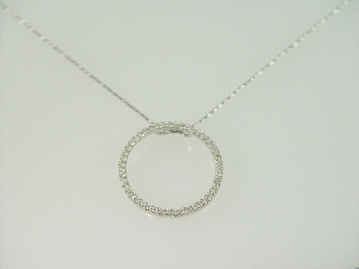 14KT White Gold Diamond 0.55ct Circle Pendant