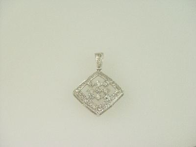 14KT White Gold Diamond 0.65ct Pave' Bezel Pendant