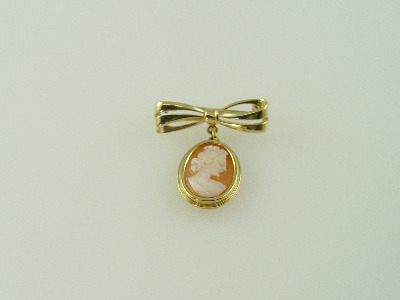 14KT Y/G Cameo Bow Pin 5.4gr