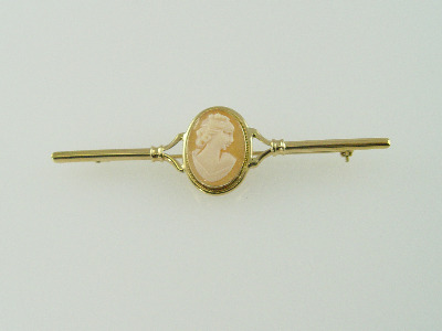 14KT Y/G Cameo Long Bar Pin 5gr