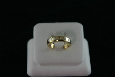 14KT Y/G & White Gold Flush Set Diamond 0.15ct Band 6.7gr