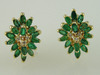 14KT Y/G Marquise Emeralds 3.75ct Diamond 0.15ct Omega Clip earring