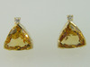 14KT Y/G Trillion Citrene 4.08ct Diamonds 0.06ct Stud