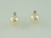 14KT Y/G 9mm Pearl and Cubic Stud