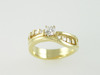 14KT Y/G Set Diamond 0.25ct - One Round Diamond 0.32ct Ring