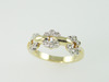 14KT Y/G Band,3 Flower Diamond Design 0.20ct Band