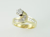 14KT Y/G Set Baguette Diamonds 0.70ct -center Rd diamond 0.46ct J-I1