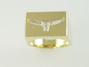 14KT Y/G Diamond Baguette 0.65ct Steer Head Ring 13.4gr