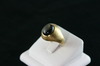 14KT Y/G Cabochon Black Star Sapphire Satain Finish Ring 11.70ct