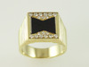14KT Y/G Flat Onyx and Pave' Diamond 0.35ct Ring 12.1gr