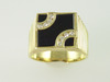 14KT Y/G Flat Onyx Channel Set Diamonds 0l.25ct Ring