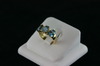 14KT Y/G three Stone Oval Blue Topez 4.18ct Band