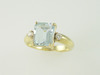 14KT Y/G One Emerald cut Aqua 3.07ct/Round Diamonds 0.16ct