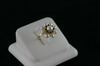 14KT Y/G Flower Design Rice and Round Pearl Ring- eight sapphires 0.25ct