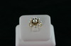 14KT Y/G Flower Design Rice and Round Pearl Ring- eight sapphires 0.25ct