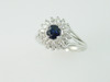 14KT White Gold Round Sapphire 0.67ct & Marquise Diamonds 1.00ct Ring