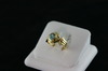 14KT Y/G Bezel Set Blue Zircon 1.70ct and Two Round Diamonds 0.06ct