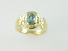 14KT Y/G Bezel Set Blue Zircon 1.70ct and Two Round Diamonds 0.06ct