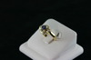 14KT White/Yellow Gold Bezel Set Sapphire 0.68ct Two Diamonds 0.28ct