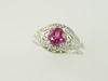 14KT White Gold Filigree Pink Tourmeline 1.22ct Diamonds 0.20ct Ring