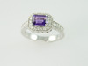 14KT White Gold Filigree Emerald Cut Amethyst 0.96ct Diamond 0.35ct Ring