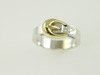 14KT White and Yellow Gold Buckle Diamind 0.10ct Ring
