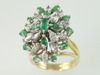 14KT Y/G Cluster Emerald 1.50ct Diamond 1.50ct Ring