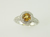 14KT White Gold Diamond Pave 1.52ct One Yellow Sapphire 0.50ct Ring