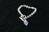 Silver Bracelet 16.5gr with One Blue Murano Glass Heart and Toggle Silver Bracelet 16.5gr with One Blue Murano Glass Heart and Toggle