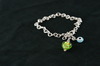 Silver Bracelet 11gr with one Green Murano Glass Heart & Evil Eye Silver Bracelet 11gr with one Green Murano Glass Heart & Evil Eye
