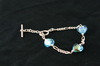 Silver Bracelet 10 gr with 3 Blue Murano Glass Hearts and Toggle Silver Bracelet 10 gr with 3 Blue Murano Glass Hearts and Toggle