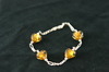 Silver Bracelet 8.1gr with 4 Citrene Murano Glass Hearts Silver Bracelet 8.1gr with 4 Citrene Murano Glass Hearts