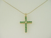 14KT Y/G Emerald 1.45ct & Diamond 0.55ct Cross Pendant