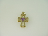14KT Y/G Amethyst 1.00ct Cross Pendant 4.8gr