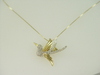 14KT Y/G Diamond Pave' 0.85ct Bird Pendant