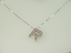 14KT White Gold Pink Sapphire 0.65ct Initial "R" Pendant