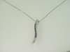 14KT White Gold Diamond 0.20ct Sapphire 0.65ct Wavy Bar Pendant