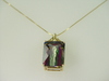 14KT Y/G Emerald Cut Mystic Topez 36.91ct Pendant